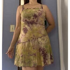 Wild Fable Women’s Dress Large NWT Green Purple Boho Garden Fairy Gremlin Core X
